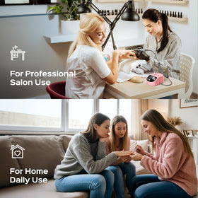 COSLUS lifestyle home manicure scene showing professional results at home
