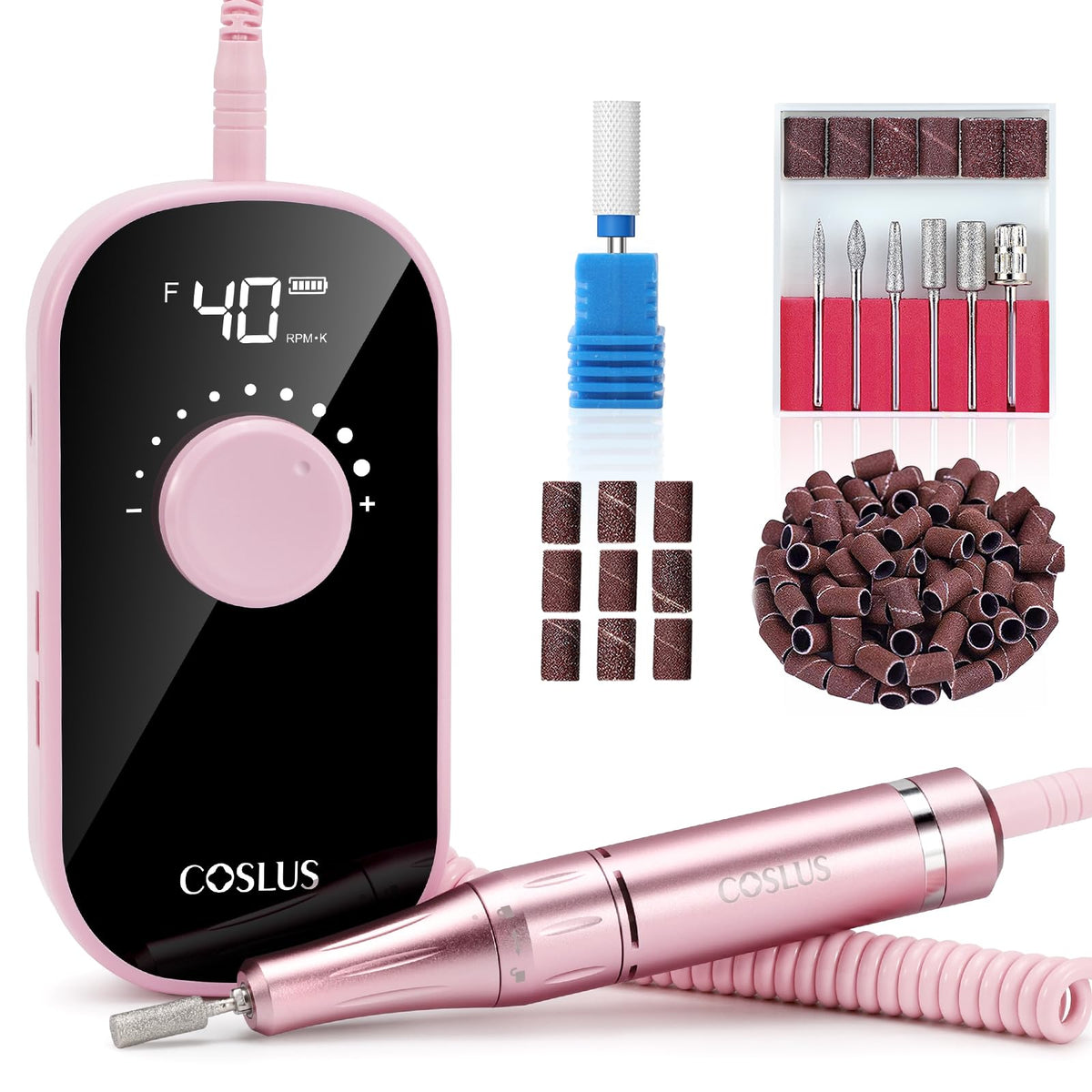 COSLUS front view in pink showing compact professional design and portability