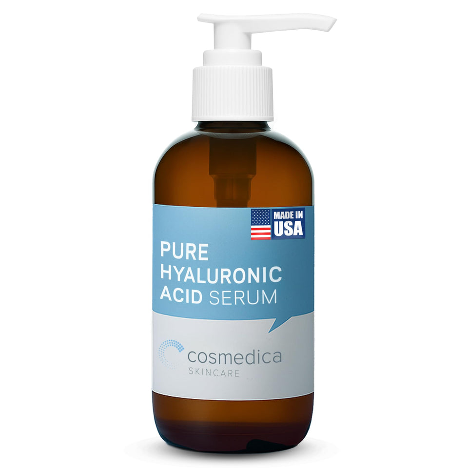 Cosmedica Skincare front bottle view showing hydration-focused packaging and clear benefit