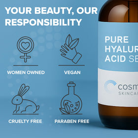 Cosmedica Skincare product label and ingredient list emphasizing purity