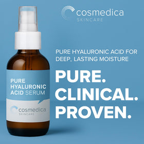 Cosmedica Skincare serum texture on dropper highlighting lightweight absorption