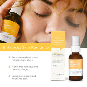 Cosmedica Vitamin C serum texture on skin demonstrating smooth application