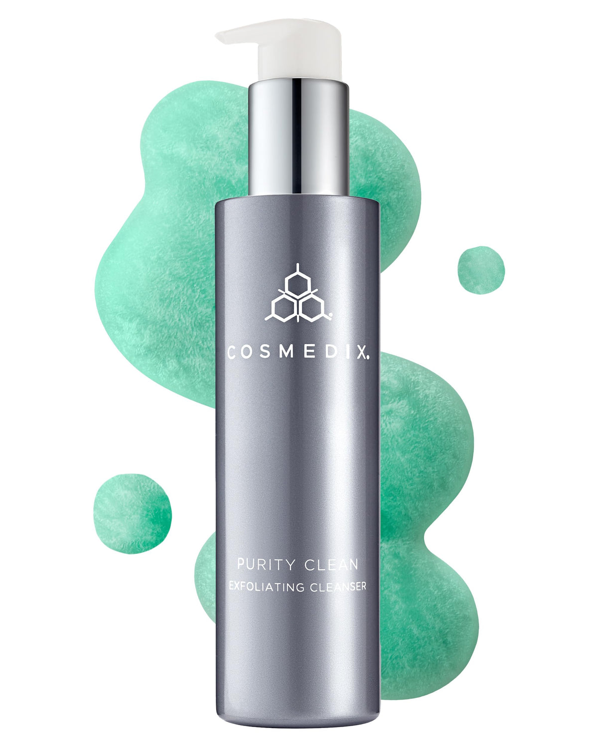 COSMEDIX Purity Clean front bottle shown, clear labeling and hydration benefit