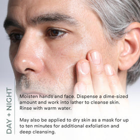 COSMEDIX Purity Clean poured onto hand, easy application for refreshed skin