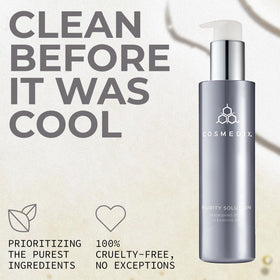 COSMEDIX emulsified cleansing oil after adding water showing milky rinseability and clarity