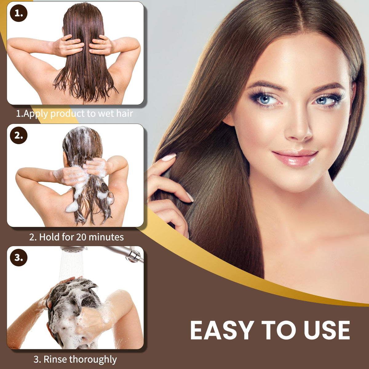 COSMTEK before and after comparison illustrating gray coverage and natural dark brown