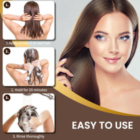 COSMTEK before and after comparison illustrating gray coverage and natural dark brown