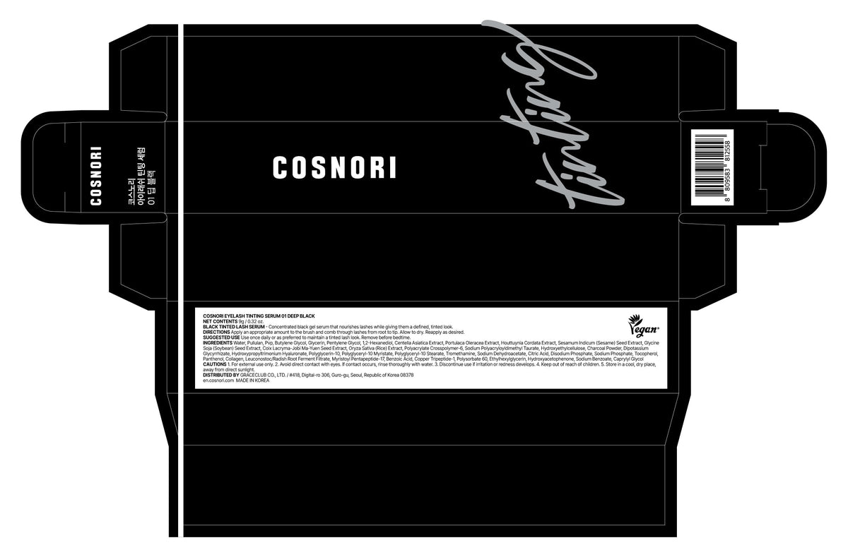 COSNORI brush applicator poised to coat lashes with defined finish