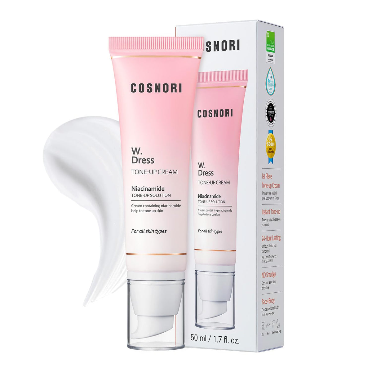 COSNORI front jar shot showing sleek packaging and quick identification