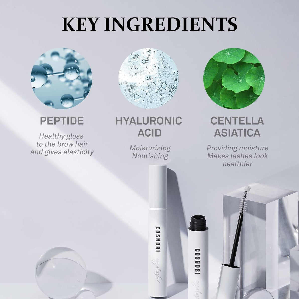 COSNORI on bathroom vanity suggesting simple daily routine