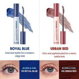 COSNORI before and after lash comparison showing lifted, defined rosy-brown lashes