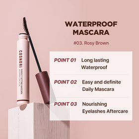 COSNORI rosy brown swatch on skin showing natural warm lash color