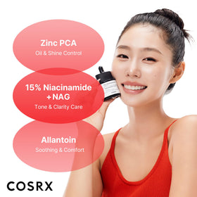 COSRX close-up of product label listing key ingredients to highlight transparency and potency