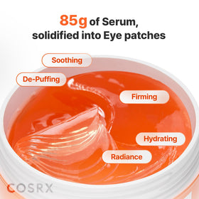 COSRX patch next to fingers to show size and precise under-eye coverage benefit