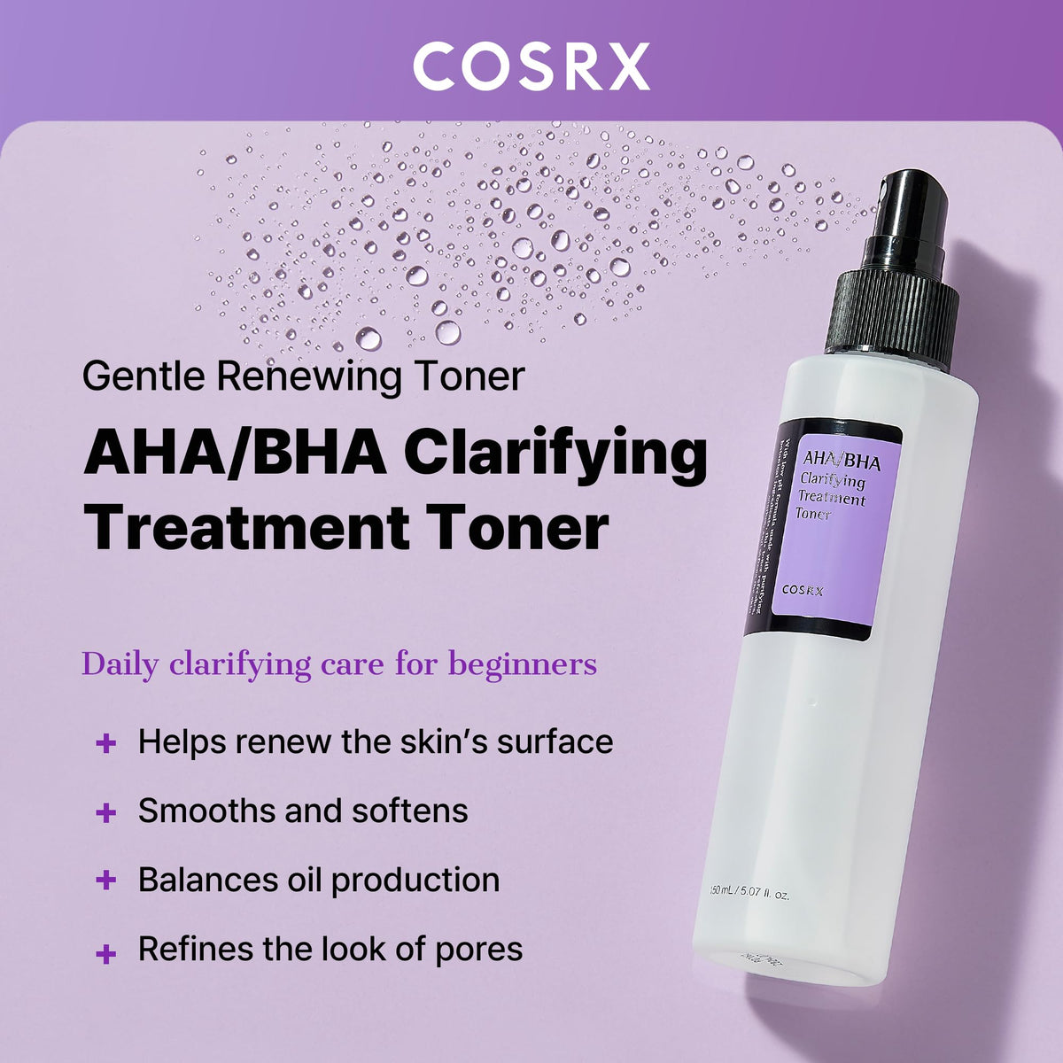 COSRX mist nozzle spraying toner for quick, even application