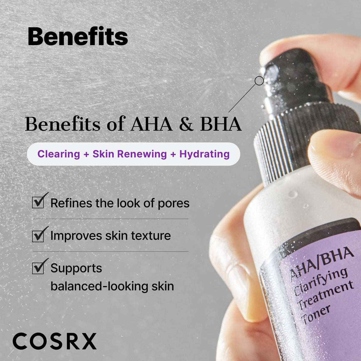 COSRX toner droplet on skin demonstrating lightweight texture