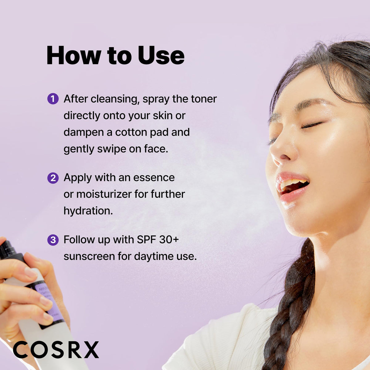 COSRX bottle with apple fruit water imagery supporting gentle brightening