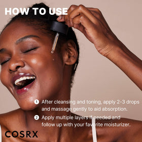 COSRX ingredient label showing alpha arbutin and supporting actives for clarity