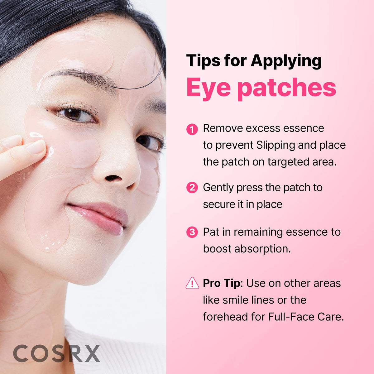 COSRX applied under-eye on model demonstrating cooling, secure fit