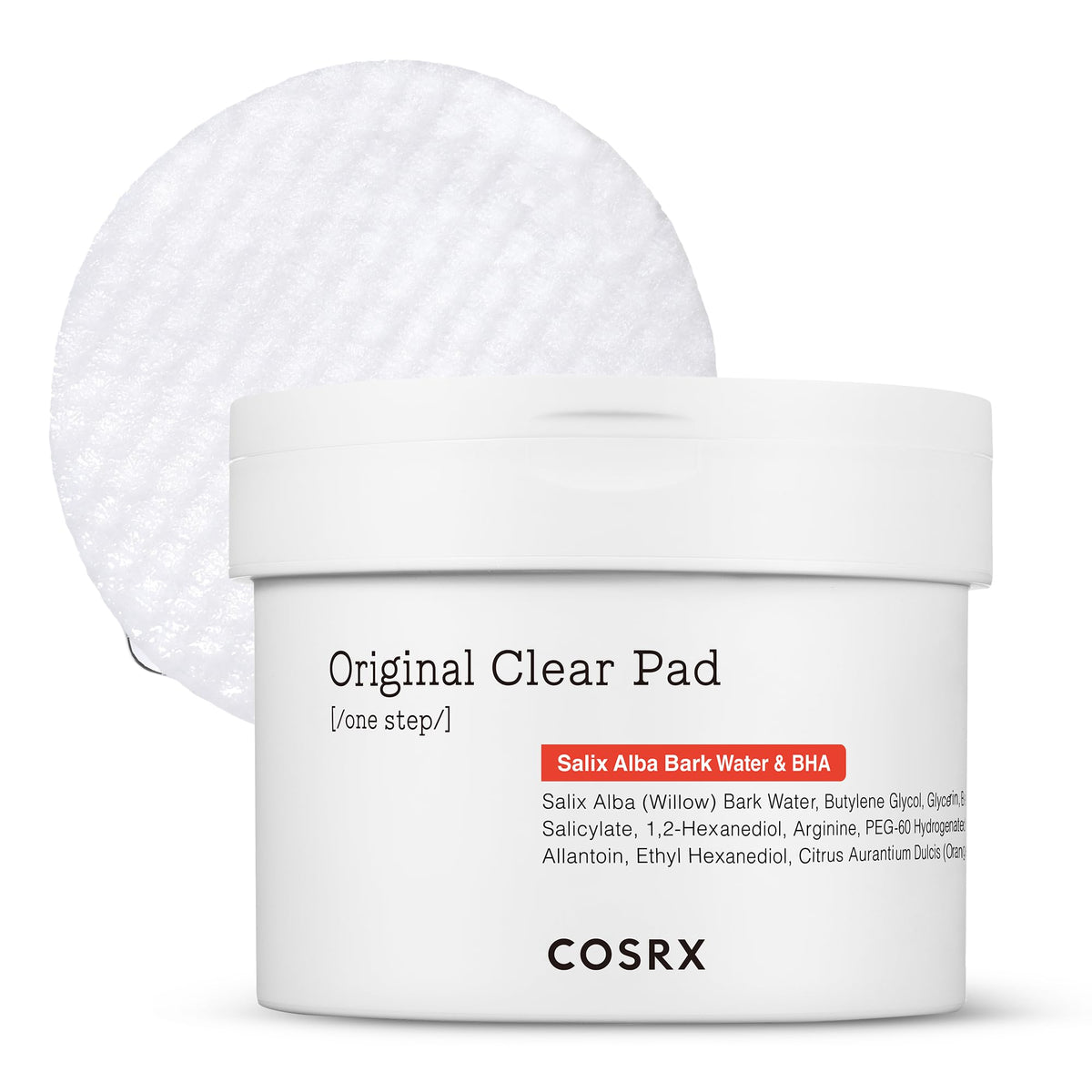 COSRX front packaging showing 70 BHA toner pads and benefits