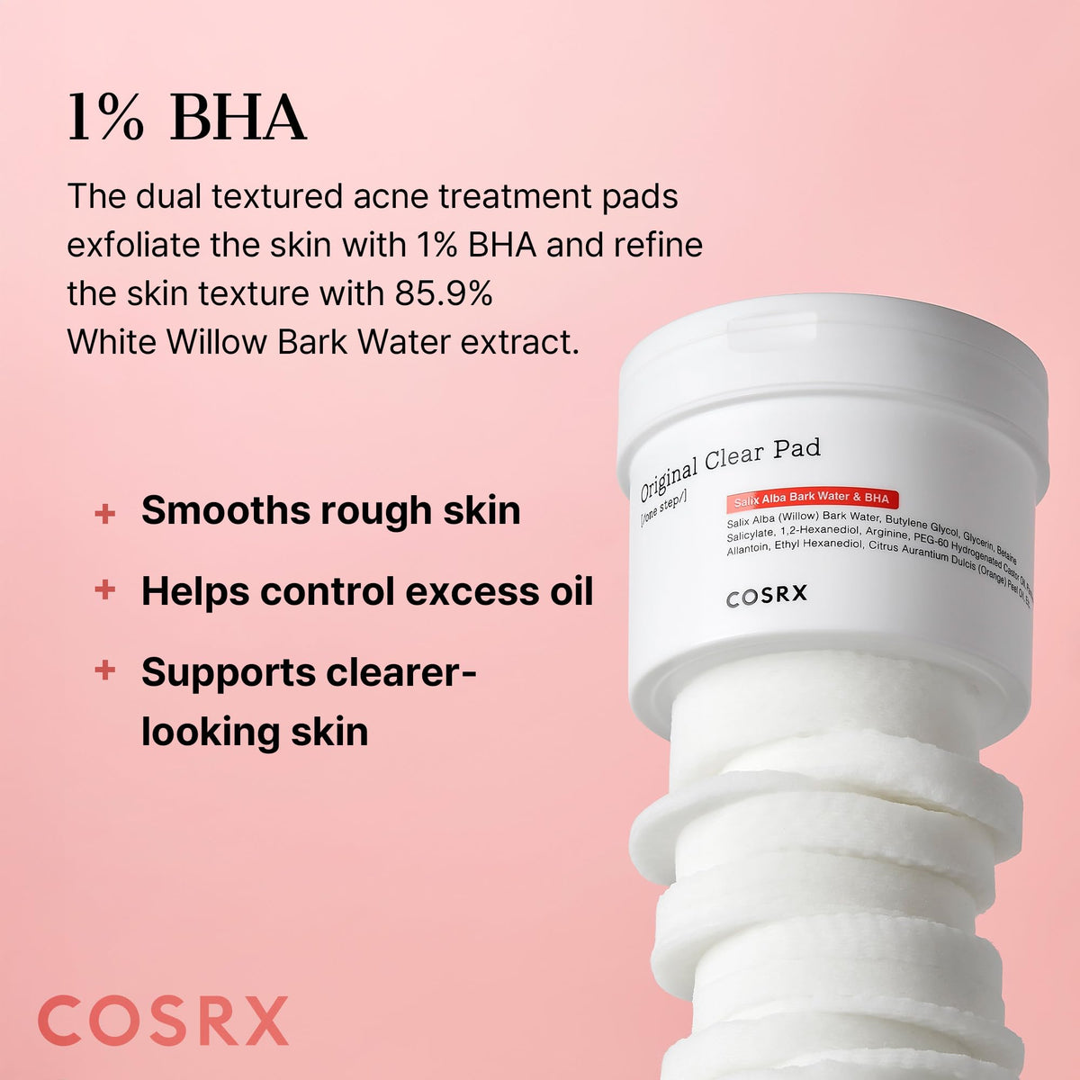 COSRX single pad soaked in solution showing hydrating, exfoliating soak