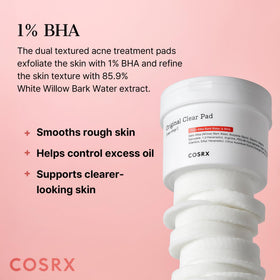 COSRX single pad soaked in solution showing hydrating, exfoliating soak