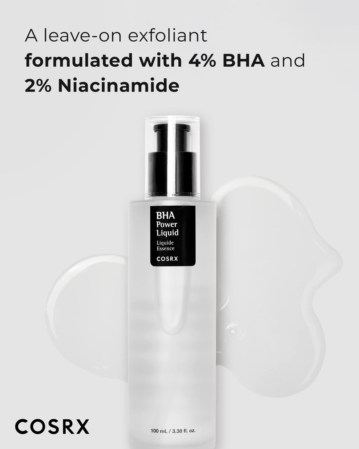 COSRX bottle closeup label highlighting ingredients and gentle formula