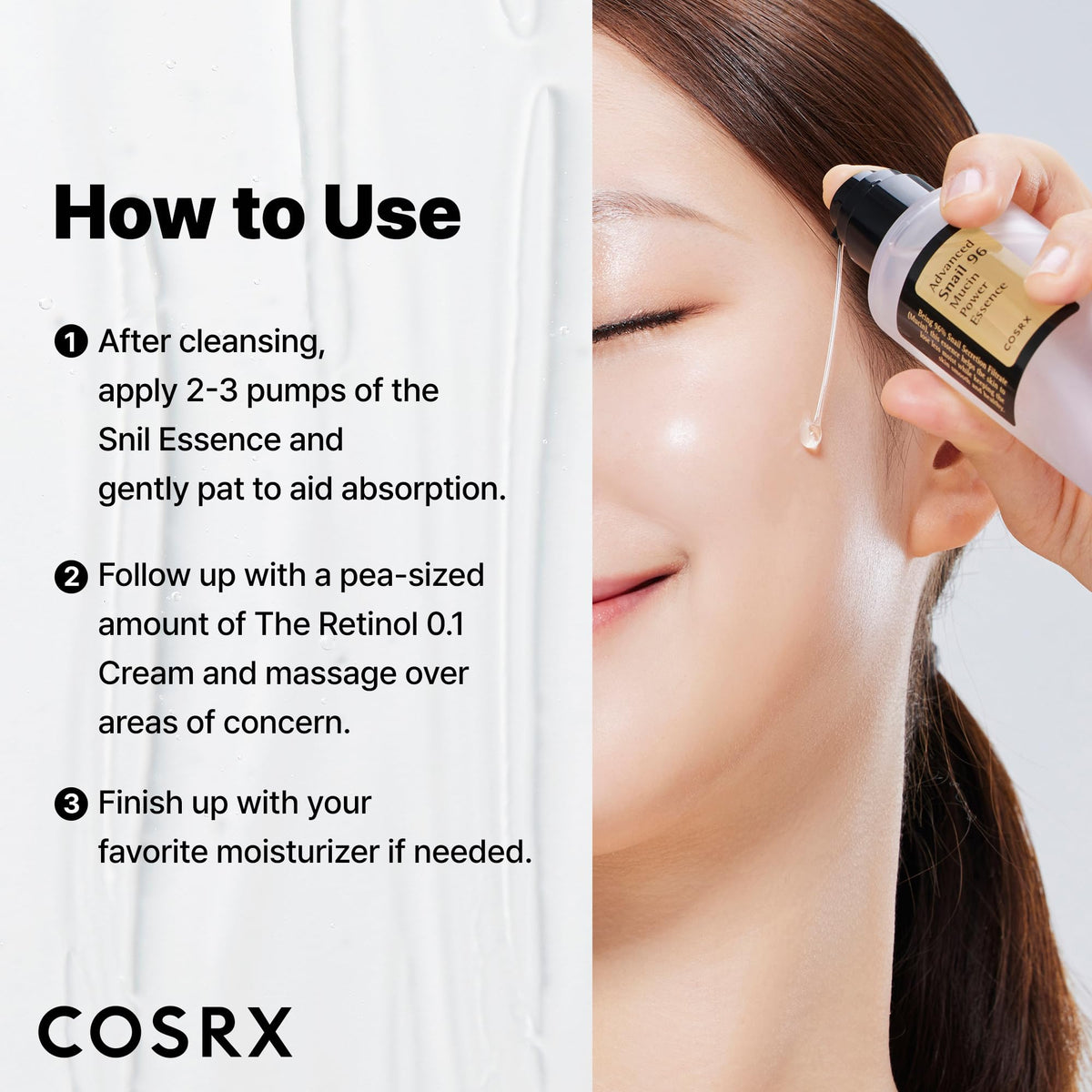 COSRX bottles beside bathroom sink styled scene showing daily routine convenience benefit