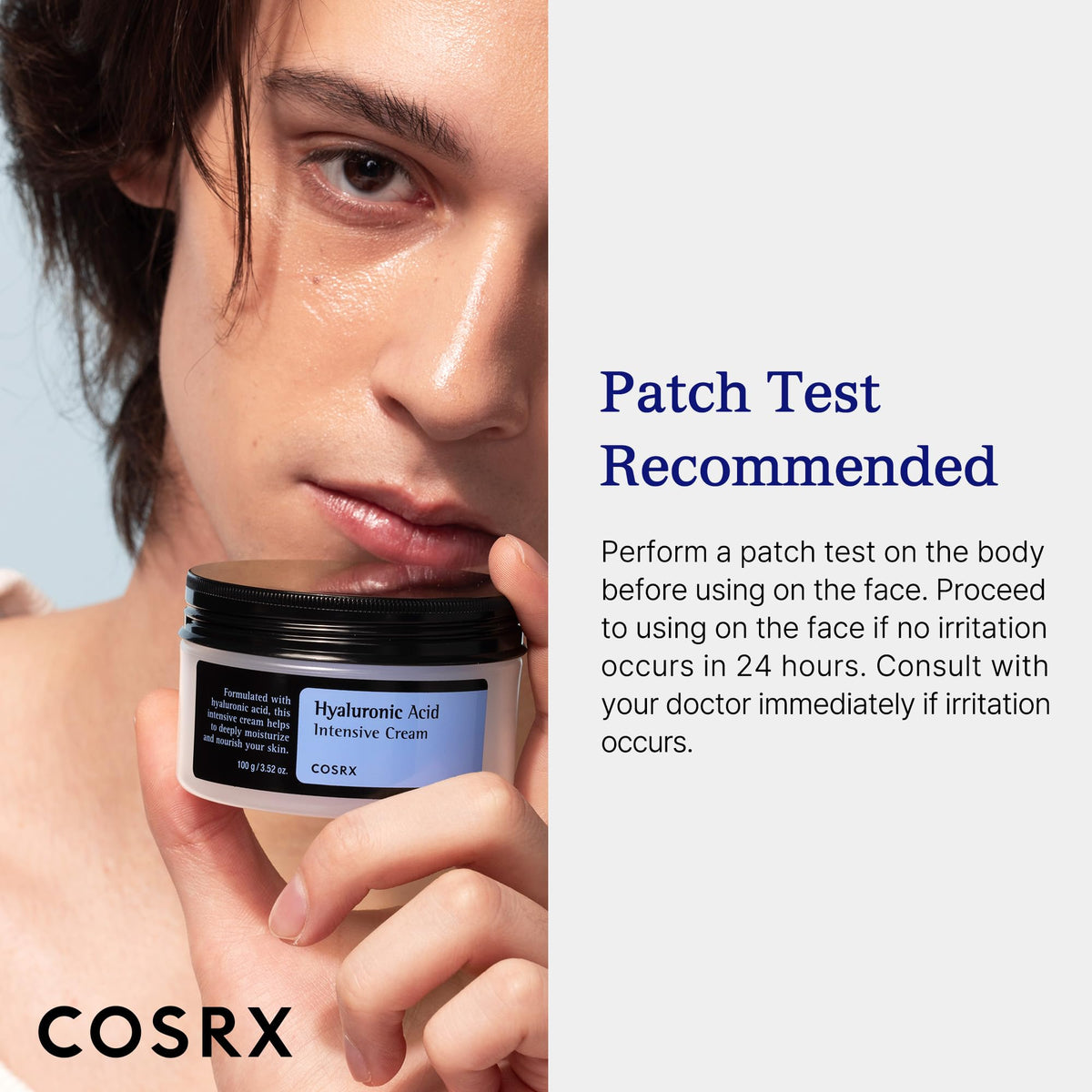 COSRX cream applied on hand to show spreadability and immediate moisturized feel