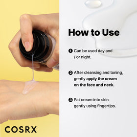 COSRX 80ml bottle next to ruler for size comparison and travel-friendly benefit