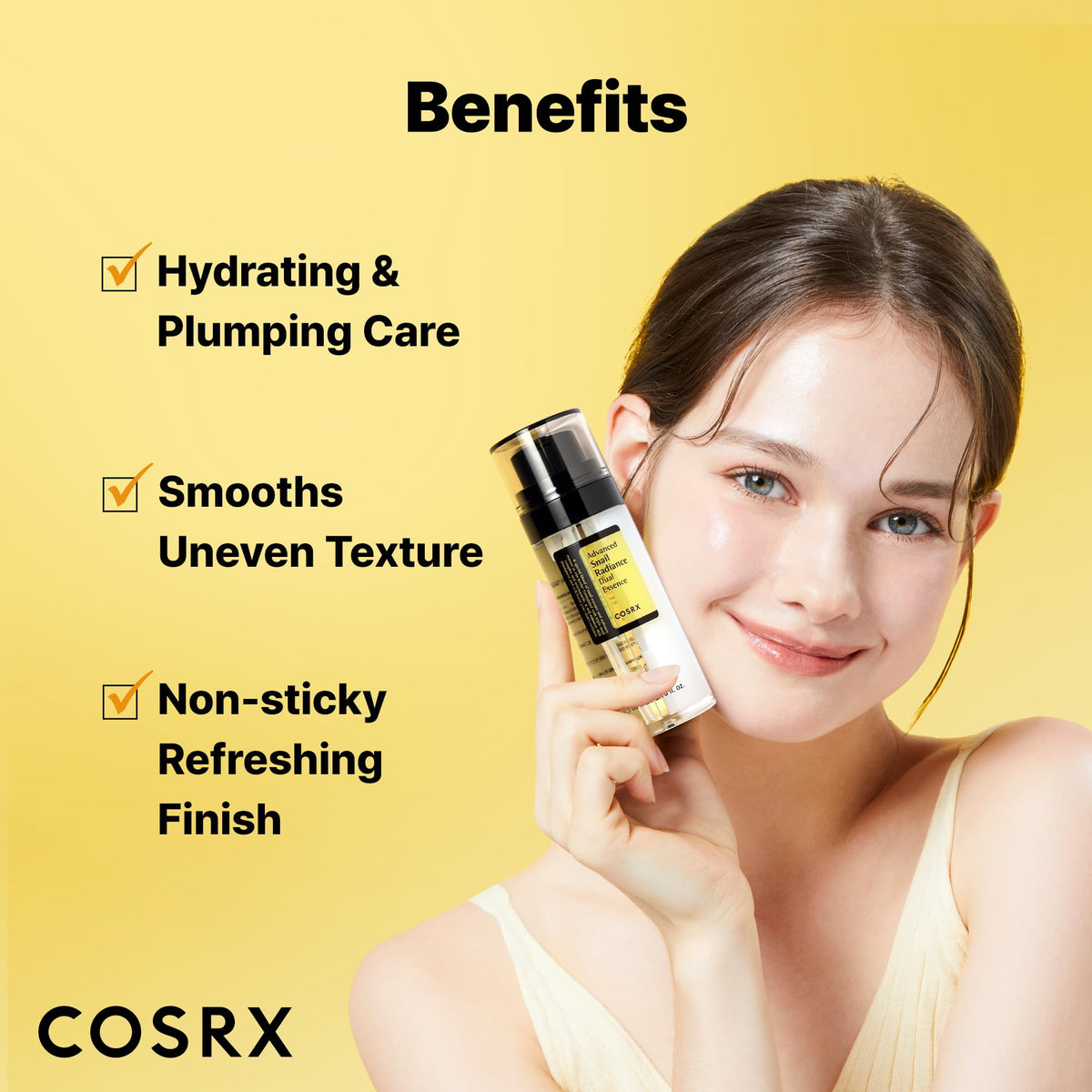 COSRX essence blended on palm ready to press into skin for hydration