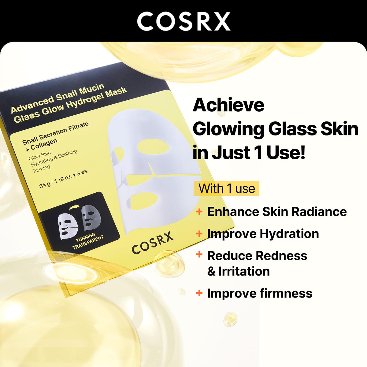 COSRX clear essence dripping from mask highlighting rich nourishment