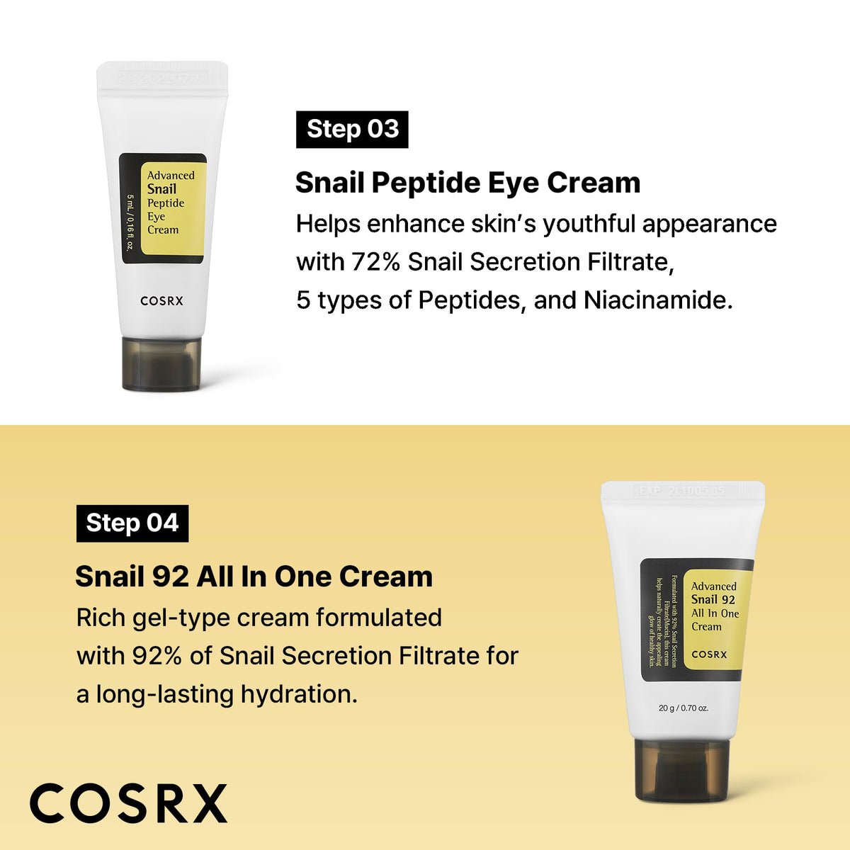 COSRX snail peptide eye cream applicator tip for precise under-eye care