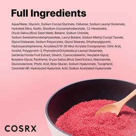 COSRX foam lather on face showing gentle exfoliating action