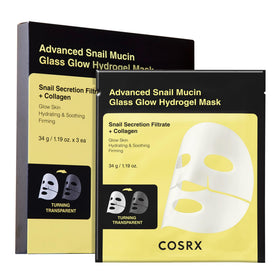 COSRX front packaging showing three hydrogel face masks and benefits