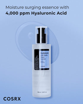 COSRX close-up of lightweight essence texture highlighting fast absorption