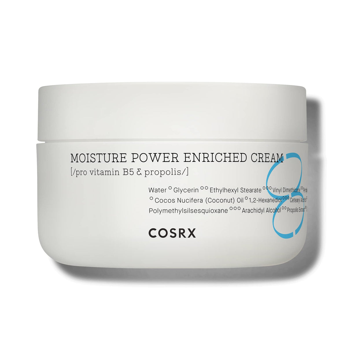 COSRX jar front view showing clean packaging and product name, clear hydration benefits