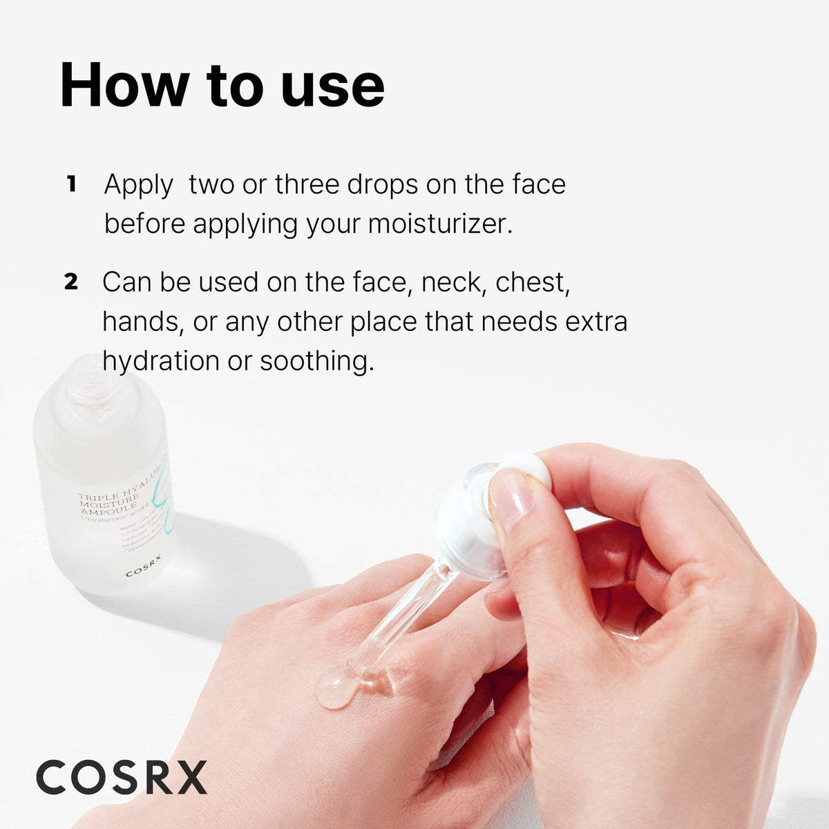 COSRX ampoule applied during skincare routine under moisturizer