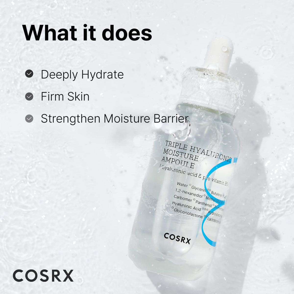 Close-up of COSRX ampoule texture highlighting lightweight hydration
