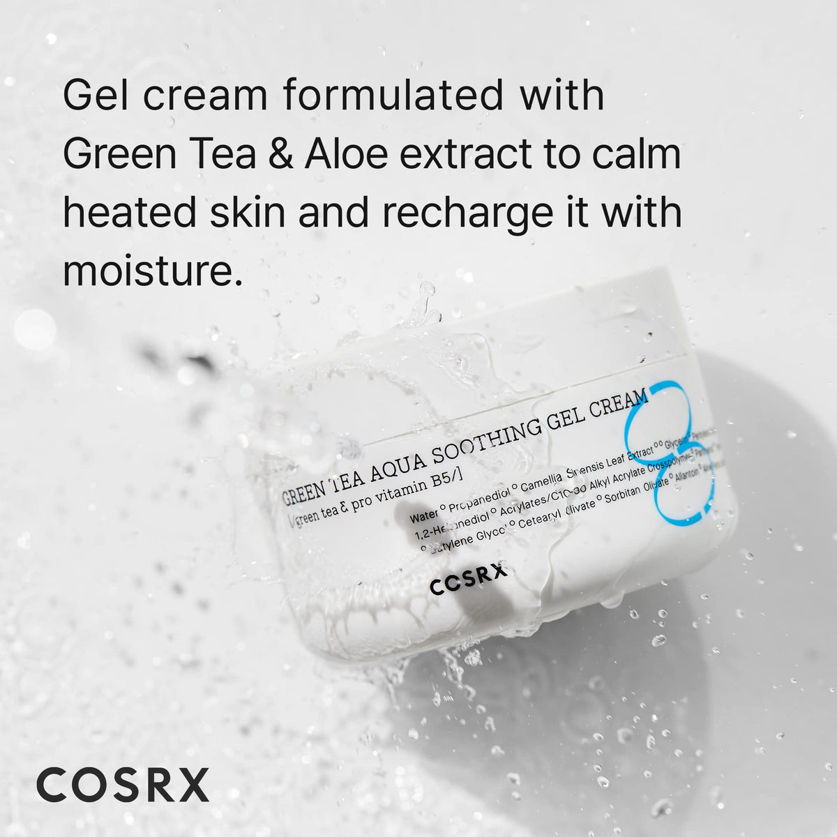 COSRX Hydrium texture close-up green gel demonstrating lightweight, fast-absorbing hydration
