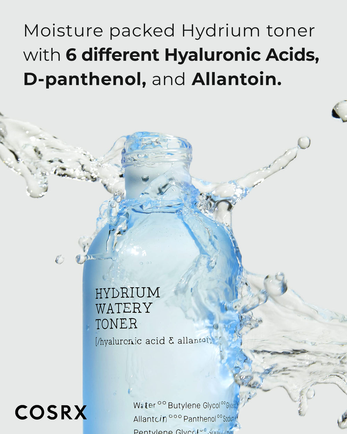 COSRX watery toner pouring to show lightweight texture and quick absorption