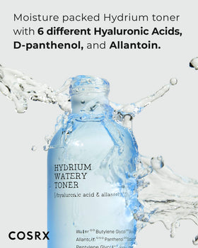 COSRX watery toner pouring to show lightweight texture and quick absorption