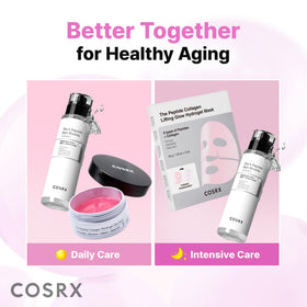 COSRX ingredient label with peptides and caffeine highlighting firming