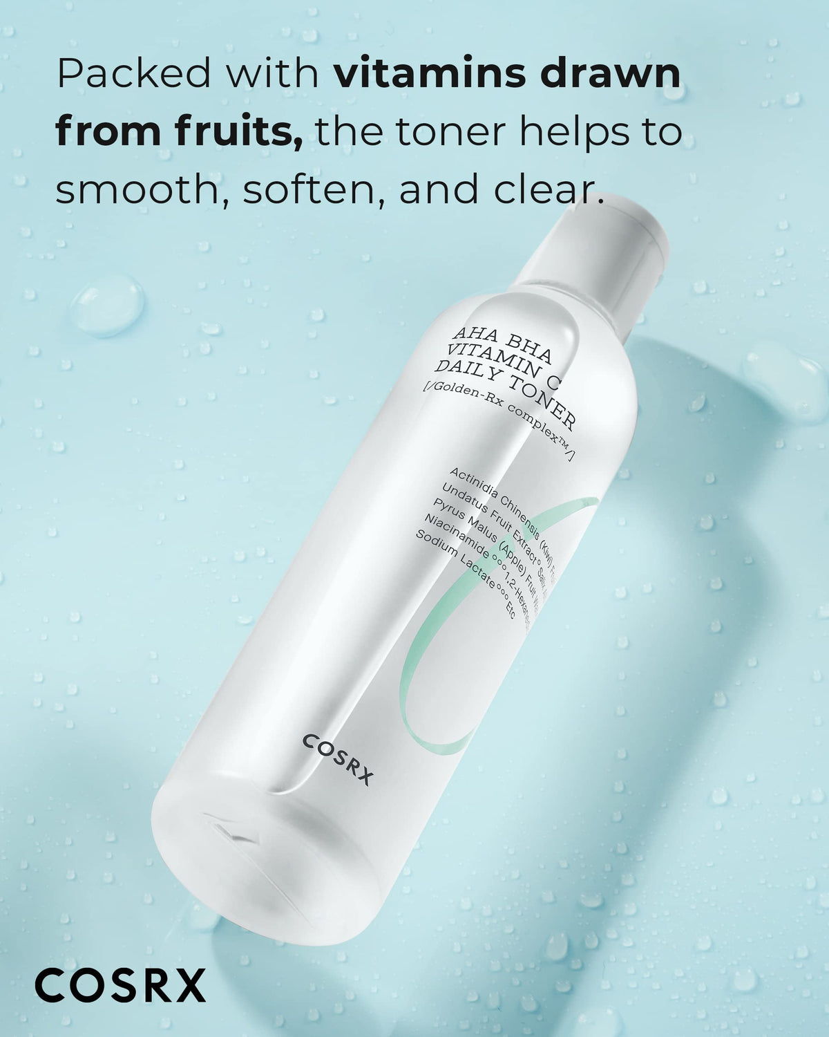 COSRX label closeup highlighting ingredients and clear ingredient transparency