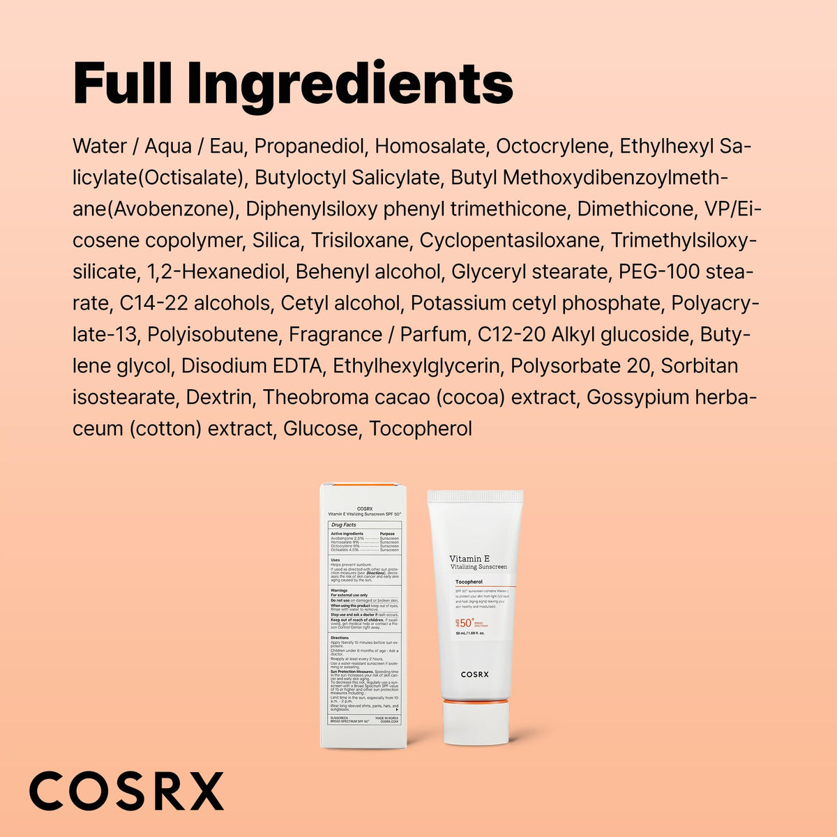 COSRX product label close-up focusing on ingredients and product information