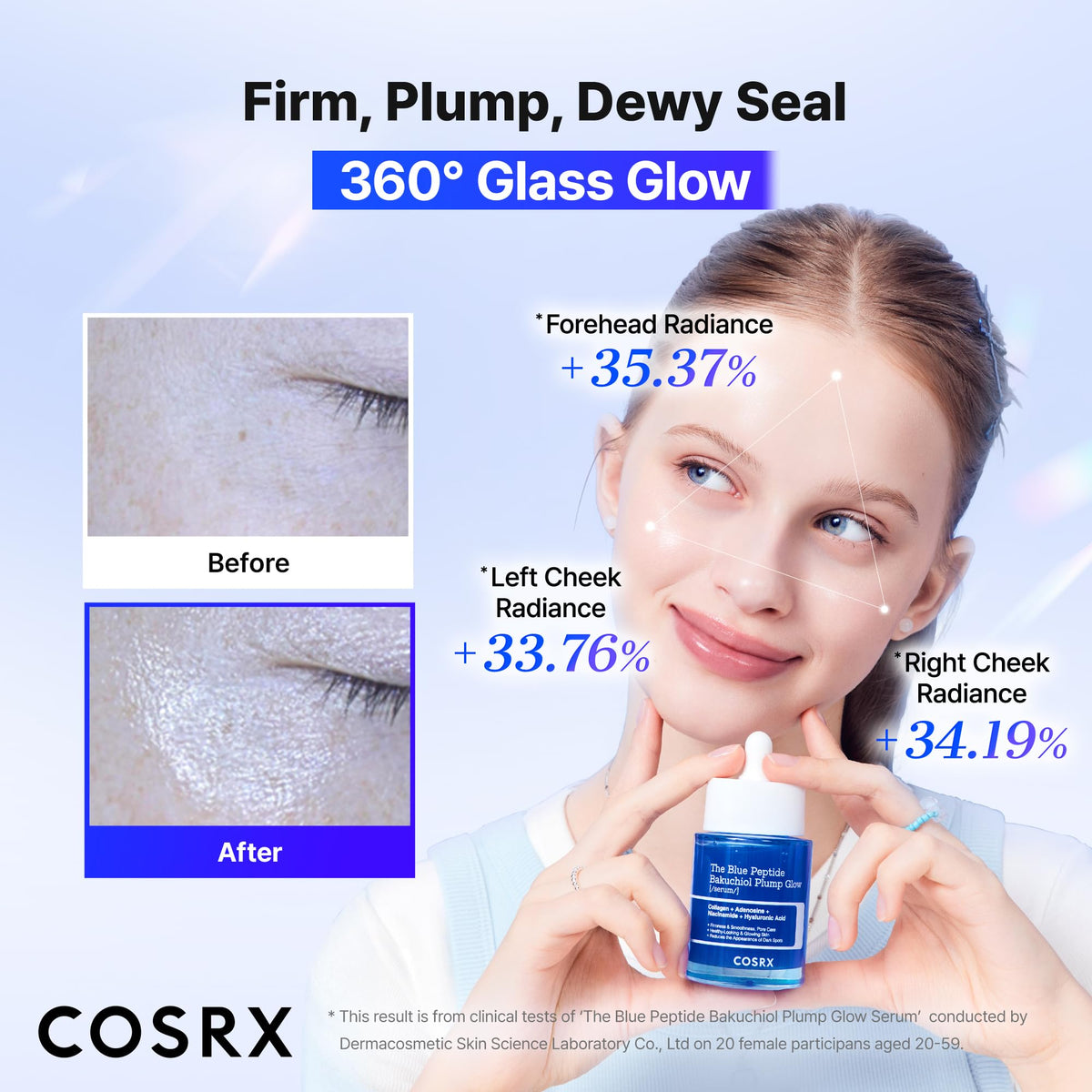 COSRX label ingredients detail showing copper peptide and bakuchiol benefits for clarity