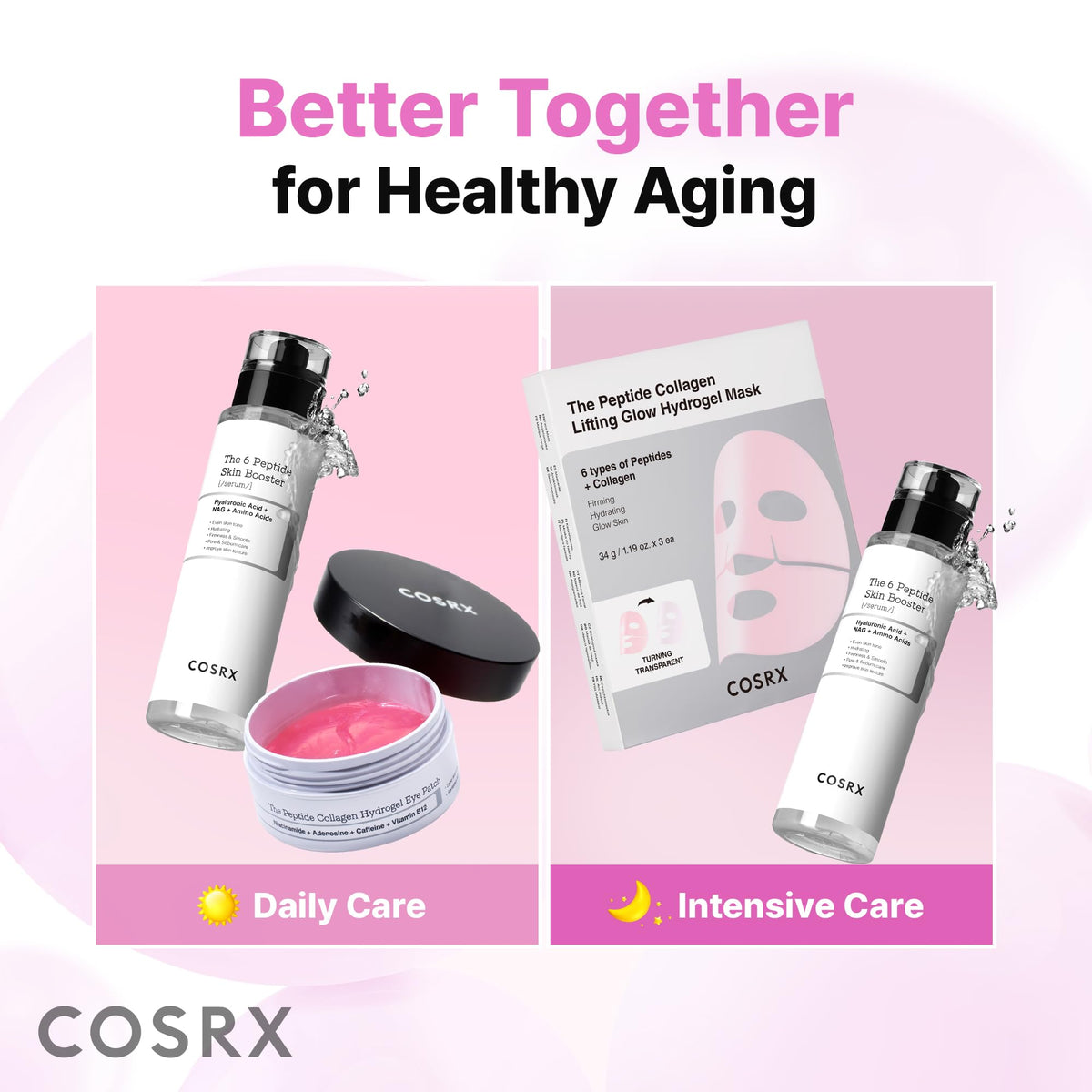 COSRX on bathroom shelf lifestyle shot conveying everyday routine compatibility