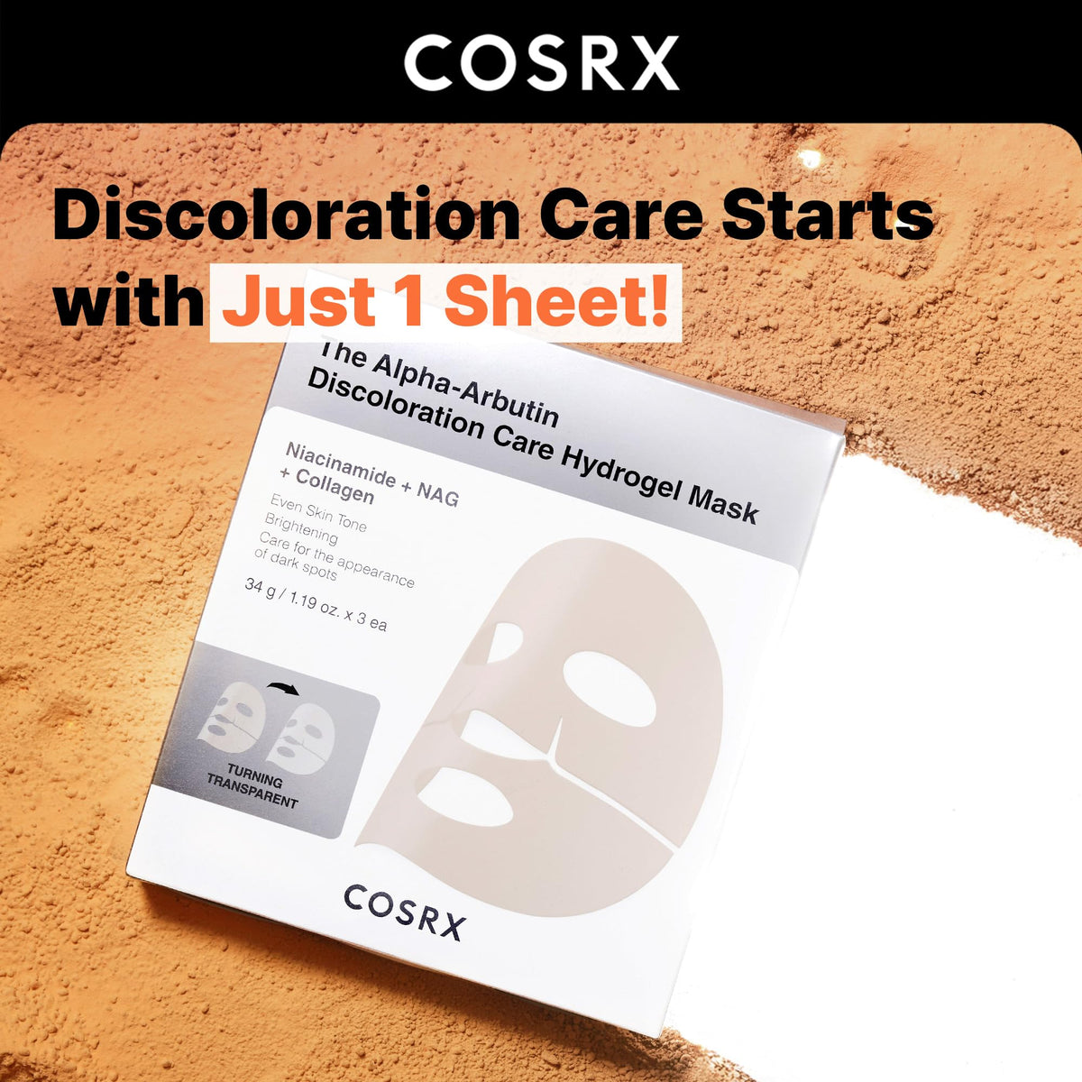 COSRX hydrogel mask applied on face illustrating even coverage