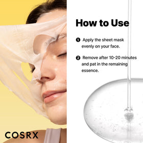 COSRX model wearing sheet mask highlighting comfortable fit and coverage