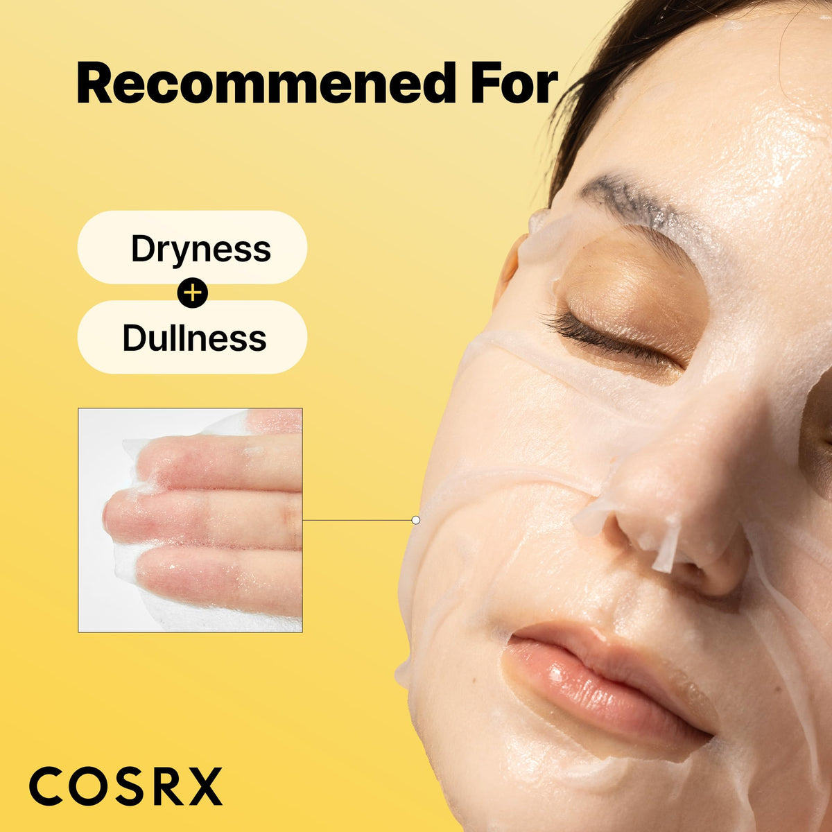 COSRX close-up of sheet texture showing thin hydrogel for absorption